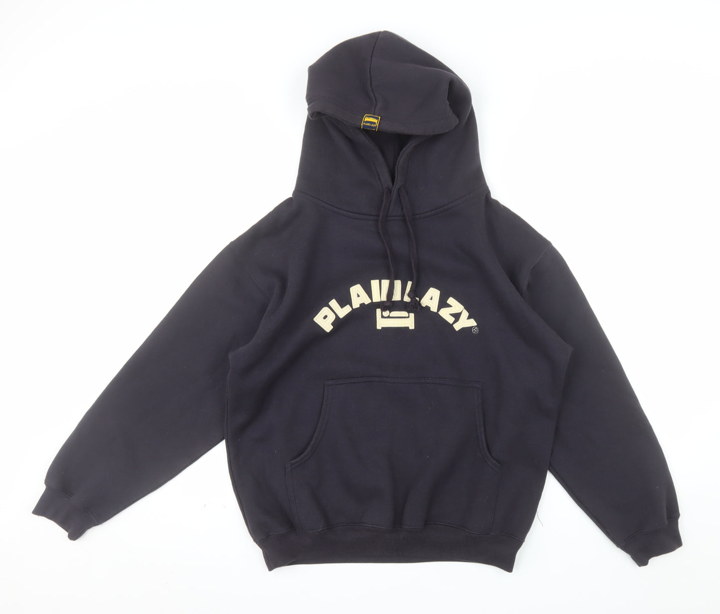 Plain Lazy Mens Black Pullover Hoodie S Graphic Logo Cotton Blend