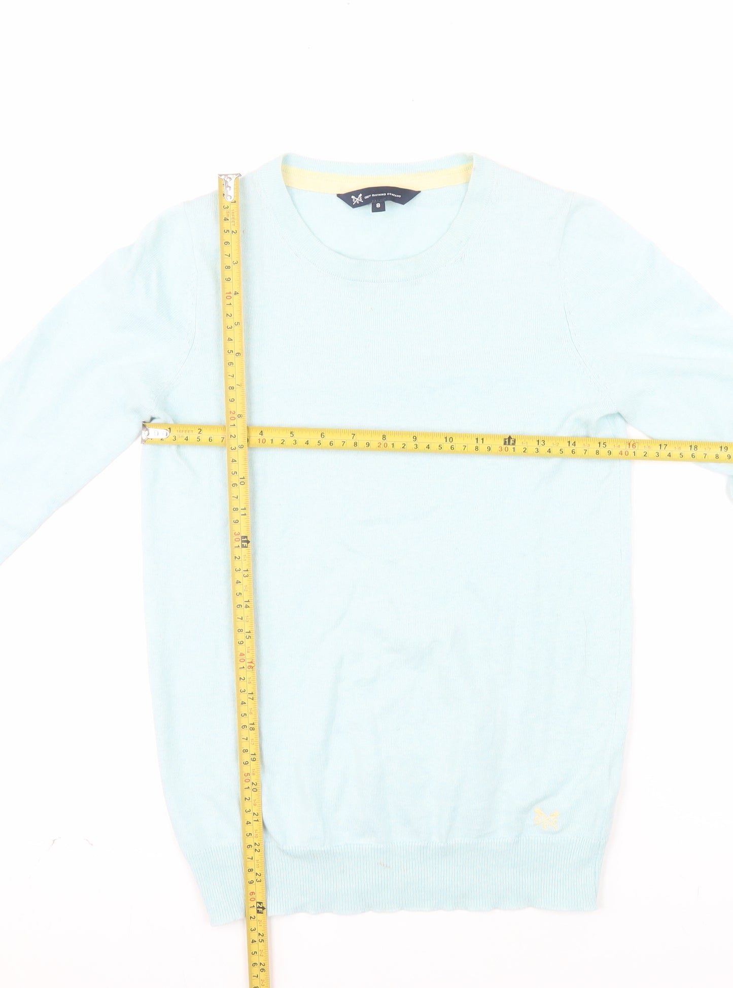 Crew Clothing Company Women’s Blue Cotton Cashmere Jumper Size 8