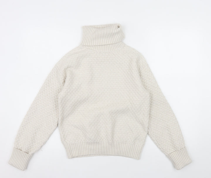 Marks and Spencer Women’s Beige Roll Neck Knit Jumper Size S