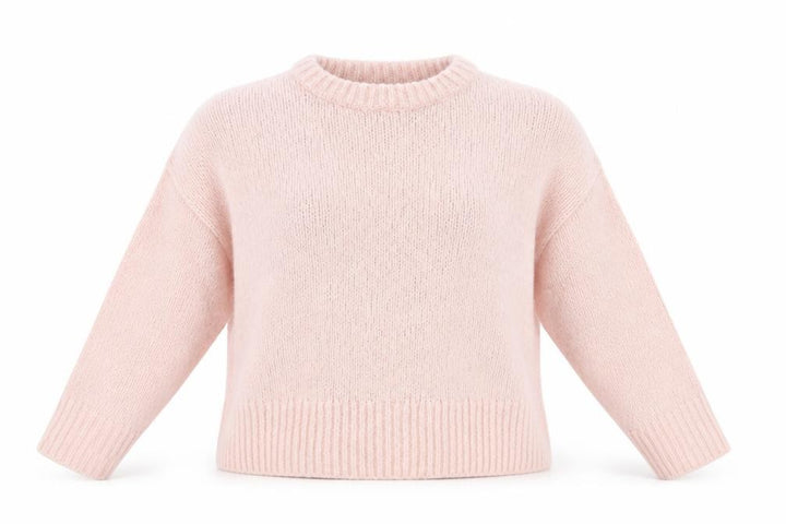 Topshop Women Pink Chunky Knit Crew Neck Jumper Size M