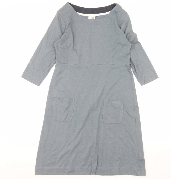 Weird Fish Women’s Grey Cotton Blend Shift Dress Size 12
