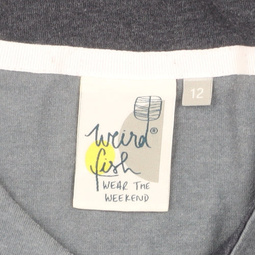 Weird Fish Women’s Grey Cotton Blend Shift Dress Size 12