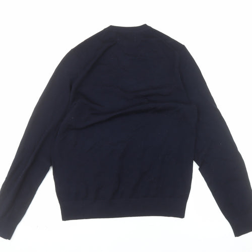 Marks and Spencer Autograph Mens Blue Merino Wool V-Neck Jumper S