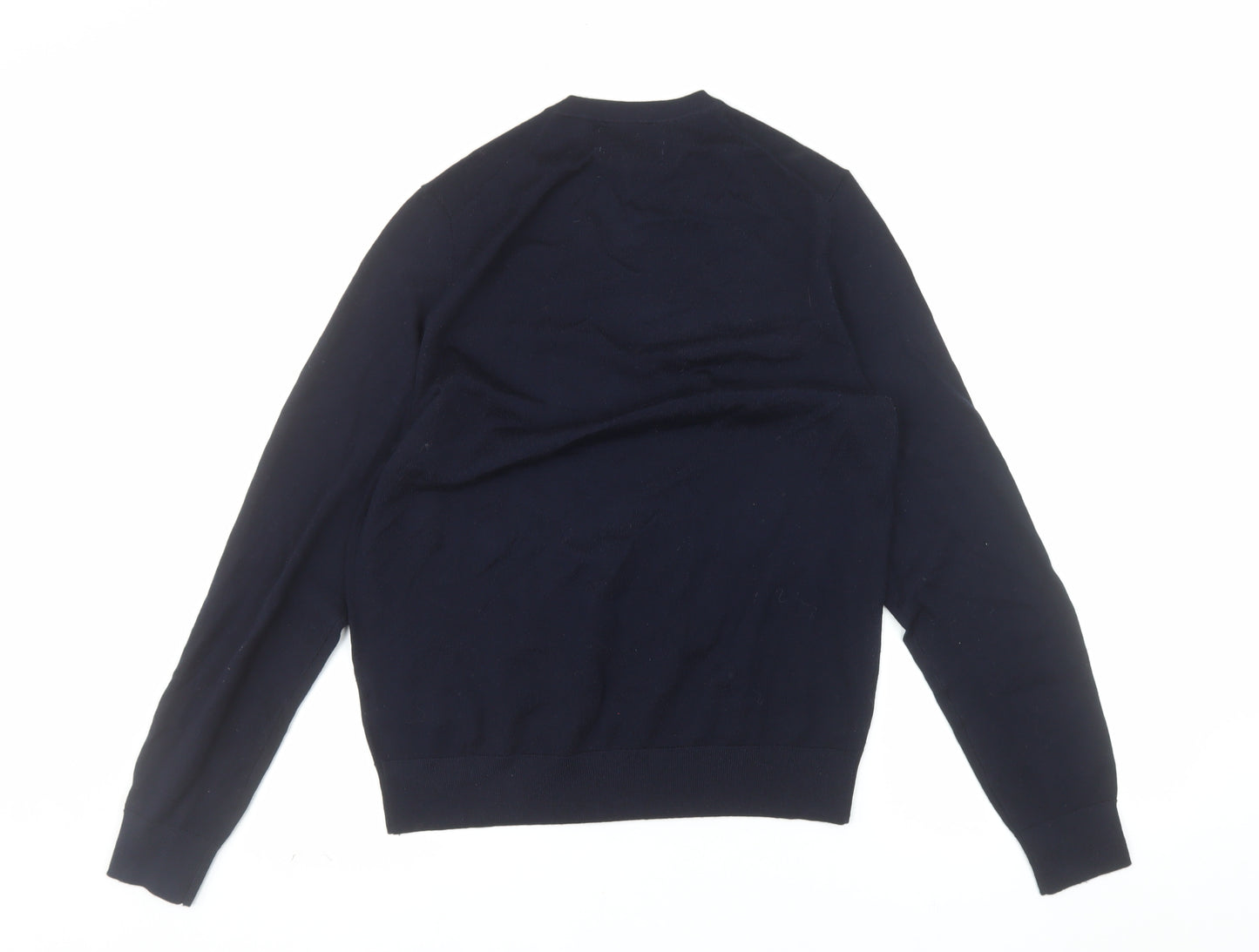 Marks and Spencer Autograph Mens Blue Merino Wool V-Neck Jumper S
