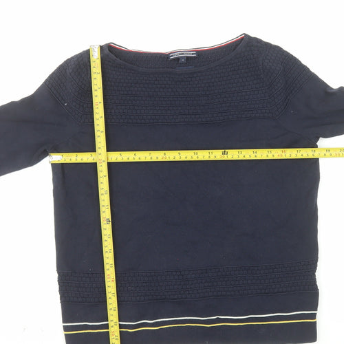 Tommy Hilfiger Women's Blue 3/4 Sleeve Pima Cotton Boat Neck Jumper M