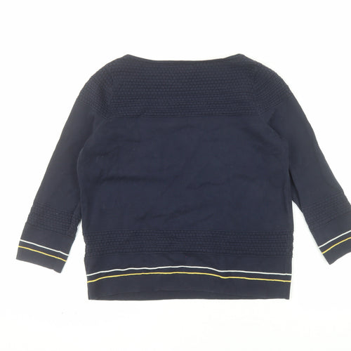 Tommy Hilfiger Women's Blue 3/4 Sleeve Pima Cotton Boat Neck Jumper M