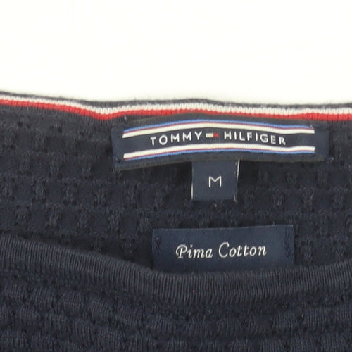 Tommy Hilfiger Women's Blue 3/4 Sleeve Pima Cotton Boat Neck Jumper M