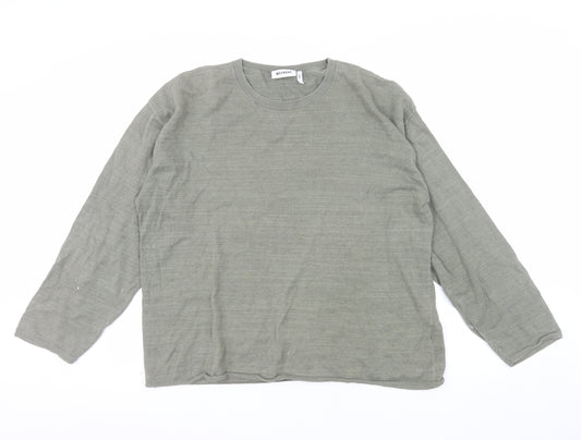 Weekday Men’s Green Cotton Linen Crew Neck Jumper Size S