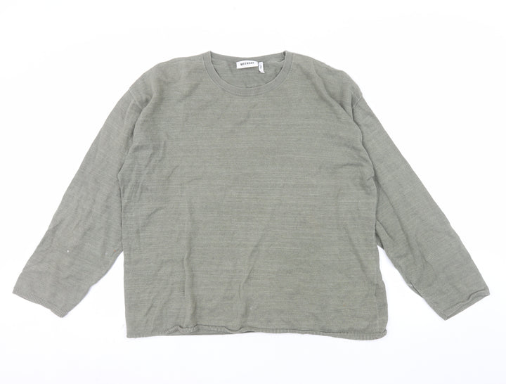 Weekday Men’s Green Cotton Linen Crew Neck Jumper Size S