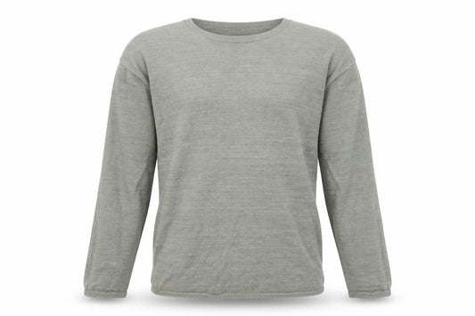 Front view of Weekday Men’s Green Cotton Linen Crew Neck Jumper, size S