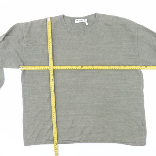 Weekday Men’s Green Cotton Linen Crew Neck Jumper Size S