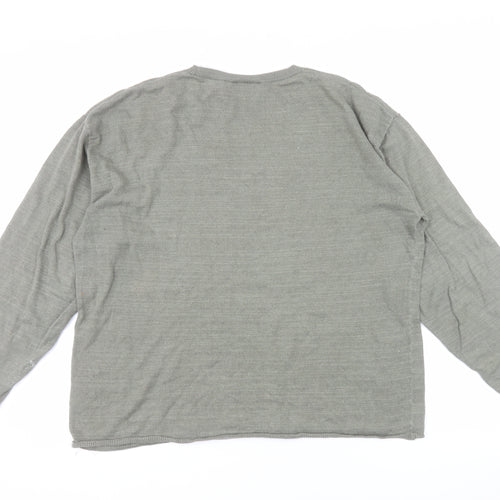 Weekday Men’s Green Cotton Linen Crew Neck Jumper Size S