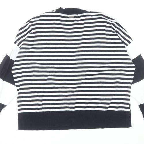 Barbour Women's Blue Striped Cotton Crew Neck Jumper Size 18