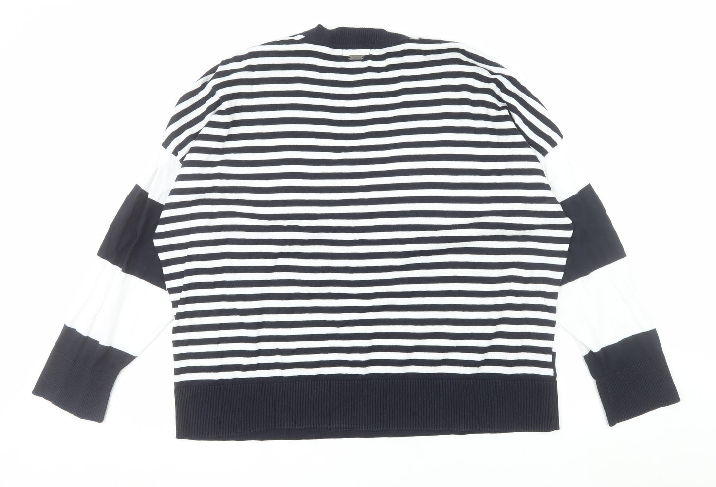 Barbour Women's Blue Striped Cotton Crew Neck Jumper Size 18
