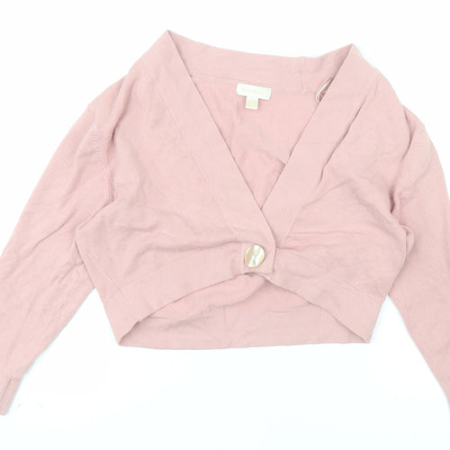 Pomodoro Women Pink Cardigan V-Neck Long Sleeve Knit Size 14