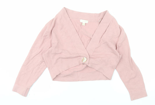 Pomodoro Women Pink Cardigan V-Neck Long Sleeve Knit Size 14