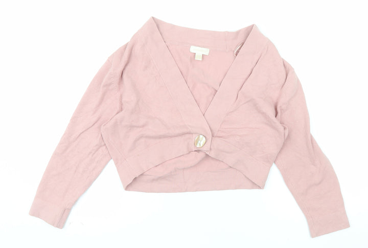 Pomodoro Women Pink Cardigan V-Neck Long Sleeve Knit Size 14