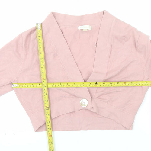 Pomodoro Women Pink Cardigan V-Neck Long Sleeve Knit Size 14