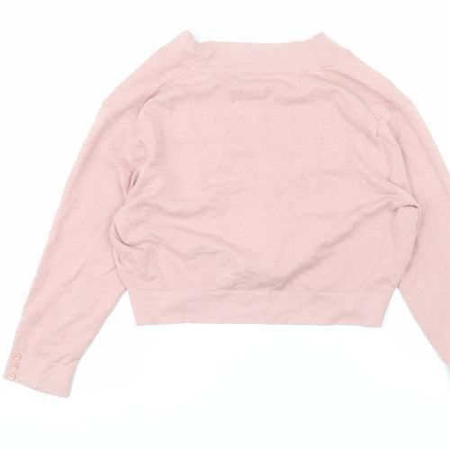 Pomodoro Women Pink Cardigan V-Neck Long Sleeve Knit Size 14