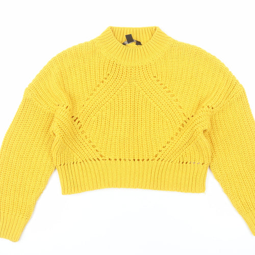 New Look 915 Girls Yellow Acrylic Knit Pullover Jumper Age 10-11 Years