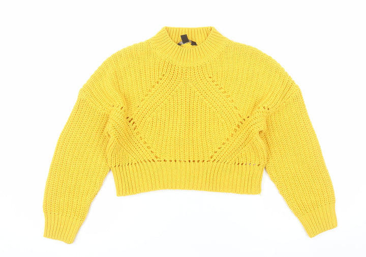 New Look 915 Girls Yellow Acrylic Knit Pullover Jumper Age 10-11 Years