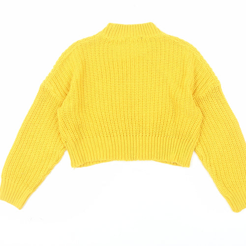 New Look 915 Girls Yellow Acrylic Knit Pullover Jumper Age 10-11 Years