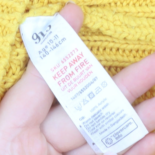New Look 915 Girls Yellow Acrylic Knit Pullover Jumper Age 10-11 Years