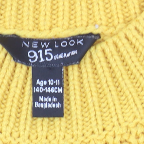 New Look 915 Girls Yellow Acrylic Knit Pullover Jumper Age 10-11 Years