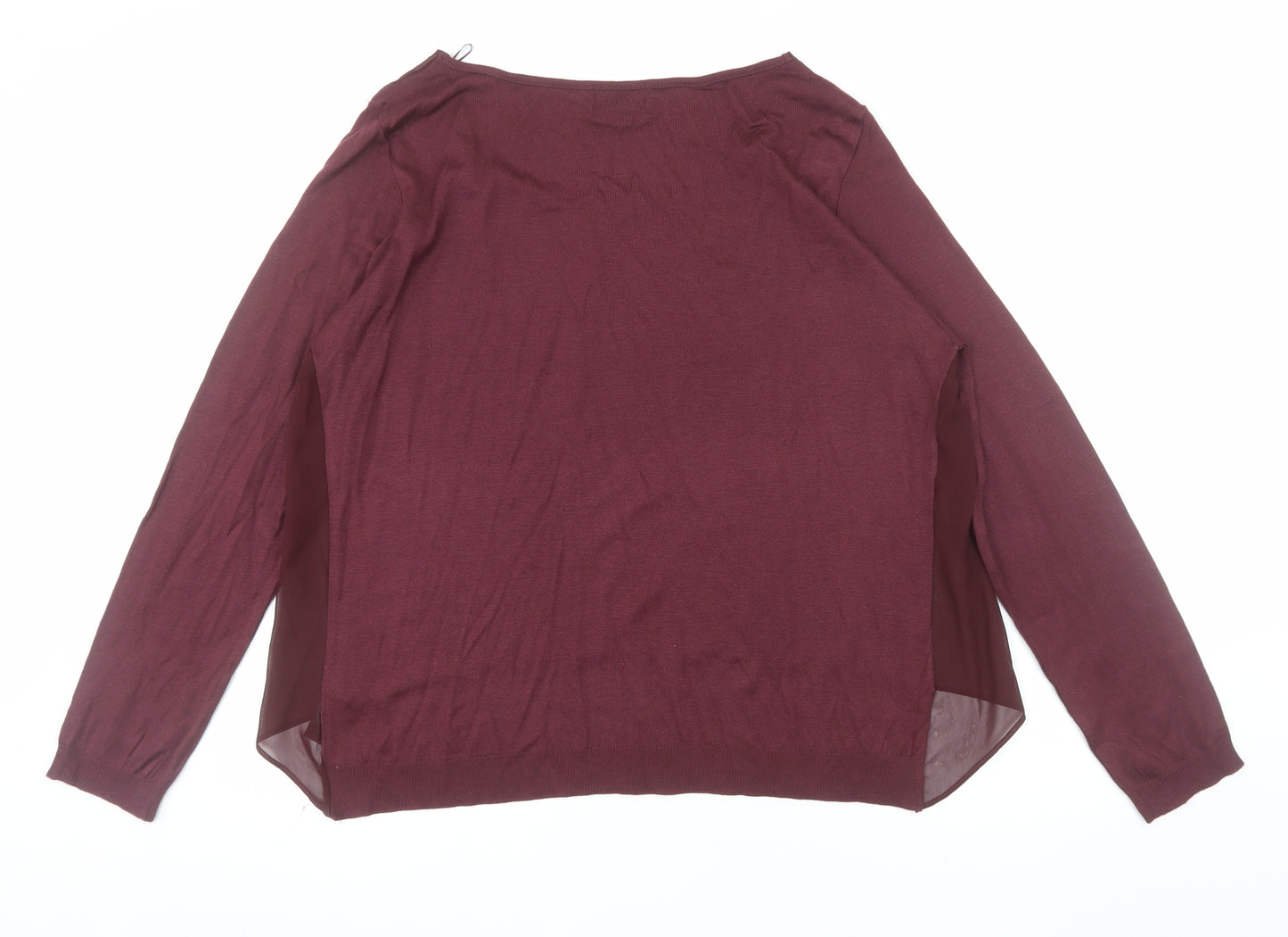 Next Womens Red Long Sleeve Chiffon Layered Blouse Size 18
