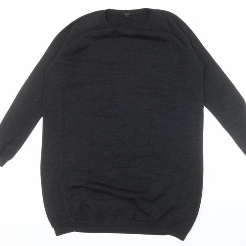 COS Women Black Merino Wool Crew Neck Long Sleeve Pullover Jumper Size 14