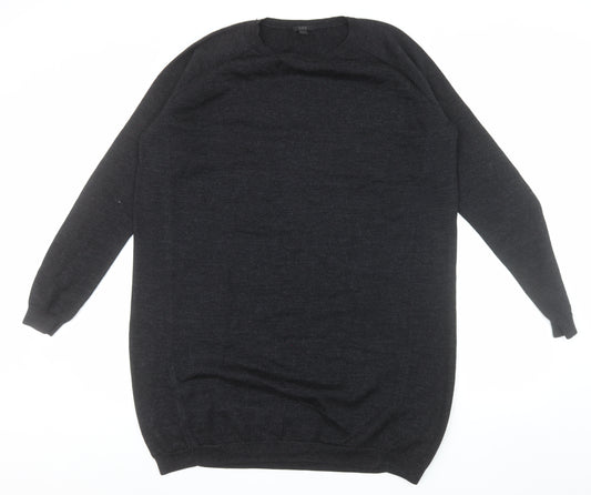 COS Women Black Merino Wool Crew Neck Long Sleeve Pullover Jumper Size 14