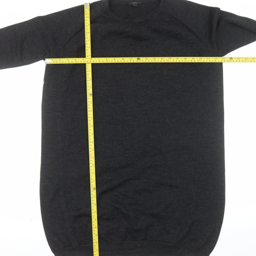 COS Women Black Merino Wool Crew Neck Long Sleeve Pullover Jumper Size 14