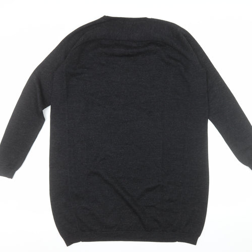 COS Women Black Merino Wool Crew Neck Long Sleeve Pullover Jumper Size 14