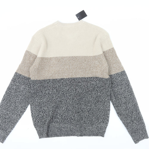 Peacocks Men's Multicoloured Chunky Knit Pullover Jumper Size L