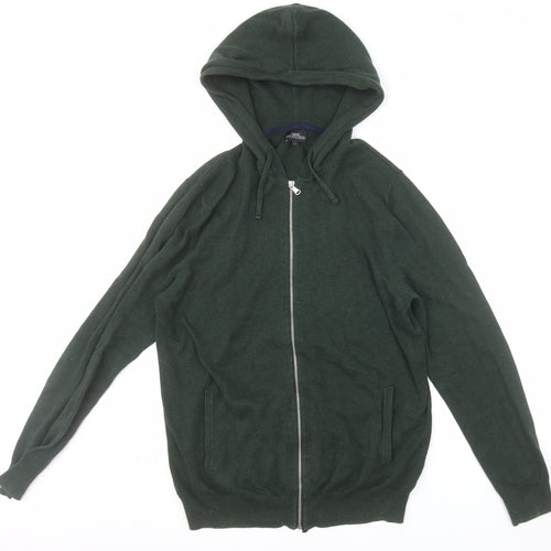 Next Men's Green Full Zip Hoodie Medium Cotton Cashmere Knit
