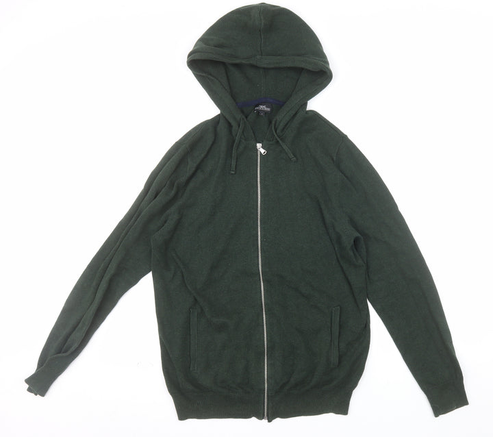 Next Men's Green Full Zip Hoodie Medium Cotton Cashmere Knit