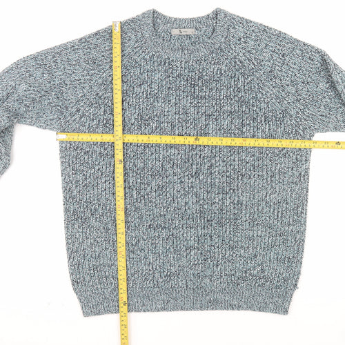 Tu Men Blue Chunky Knit Acrylic Crew Neck Pullover Jumper M