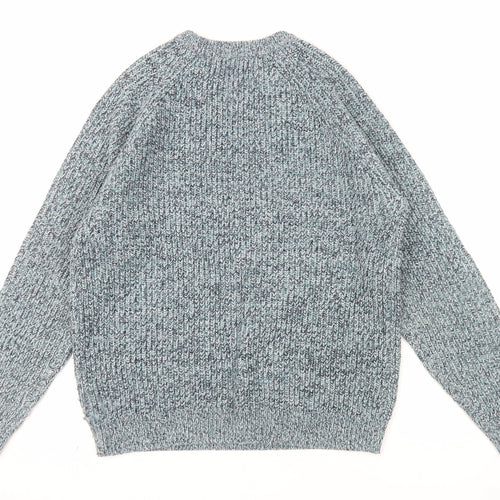 Tu Men Blue Chunky Knit Acrylic Crew Neck Pullover Jumper M