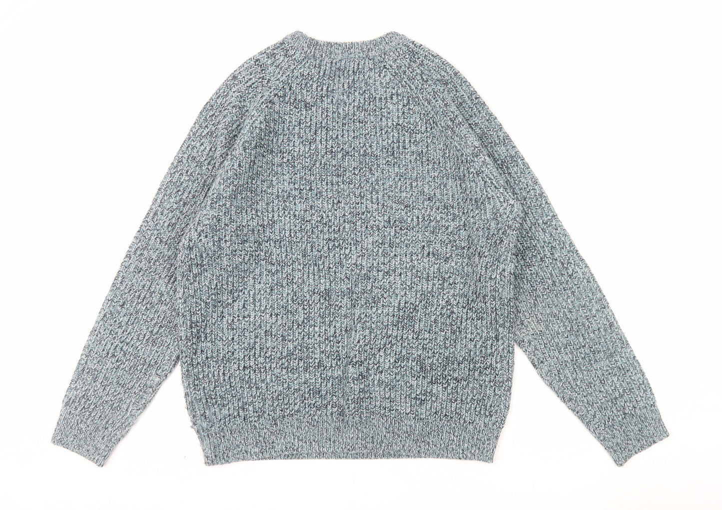 Tu Men Blue Chunky Knit Acrylic Crew Neck Pullover Jumper M