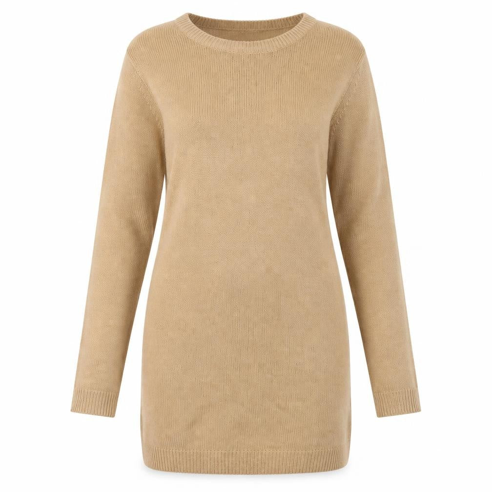 Brave Soul Women Camel Beige Long Sleeve Knit Jumper Dress M