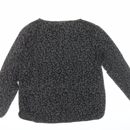 H&M Women’s Black Leopard Print Long Sleeve Pullover Jumper Size 12