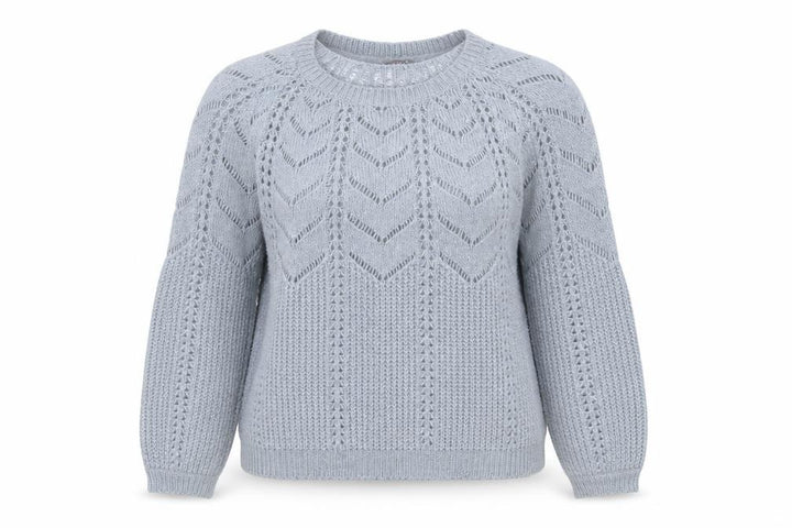 Principles Women Grey Open-Knit Crew Neck Long Sleeve Jumper Size 14