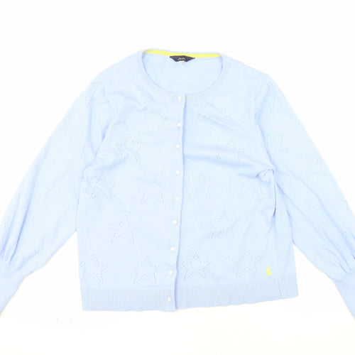 Joules Women's Blue Cotton Viscose Button Cardigan Size 14