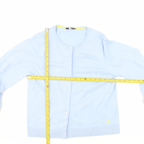 Joules Women's Blue Cotton Viscose Button Cardigan Size 14