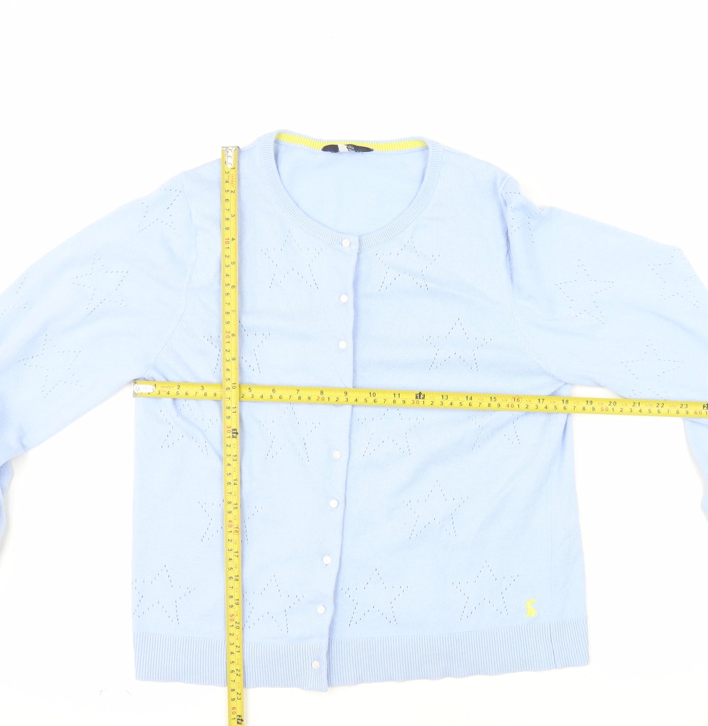 Joules Women's Blue Cotton Viscose Button Cardigan Size 14