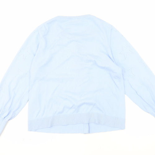 Joules Women's Blue Cotton Viscose Button Cardigan Size 14