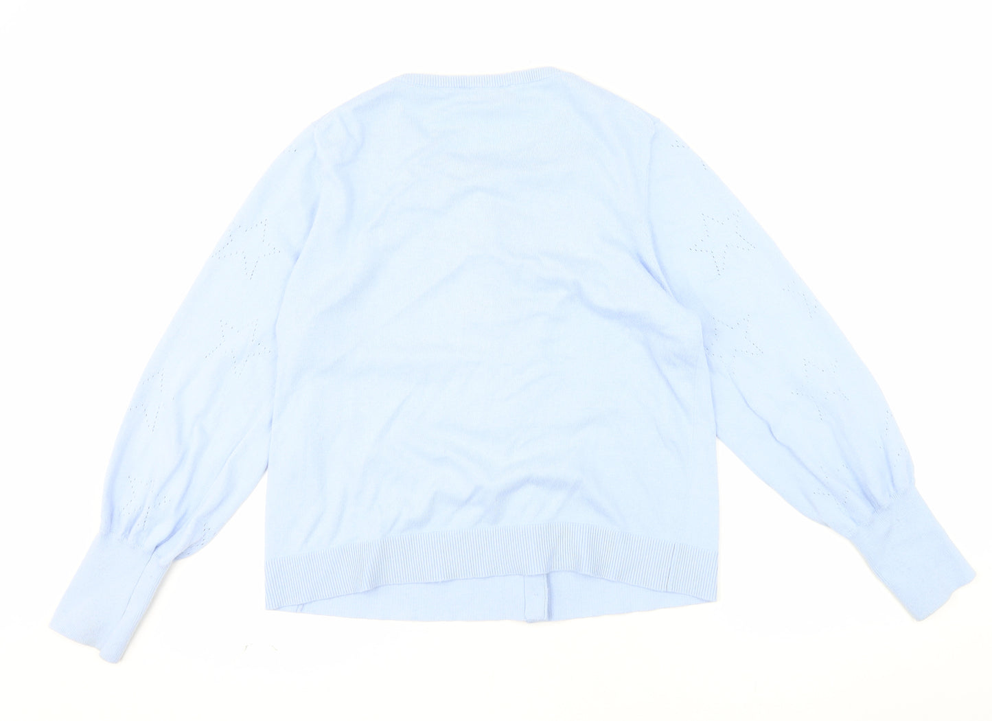 Joules Women's Blue Cotton Viscose Button Cardigan Size 14