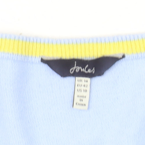 Joules Women's Blue Cotton Viscose Button Cardigan Size 14