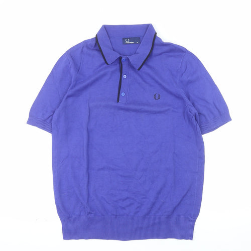 Fred Perry Men's Blue Cotton Short Sleeve Polo Shirt Size M