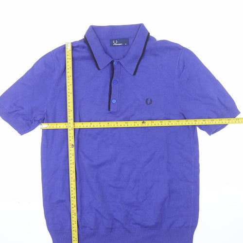 Fred Perry Men's Blue Cotton Short Sleeve Polo Shirt Size M